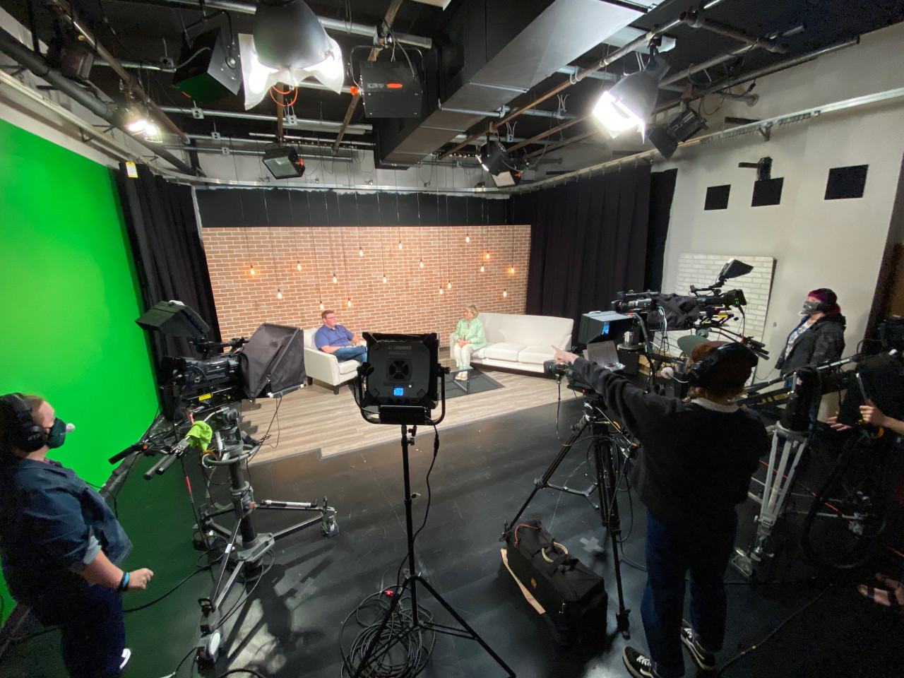 Broadcasting students getting ready to record.