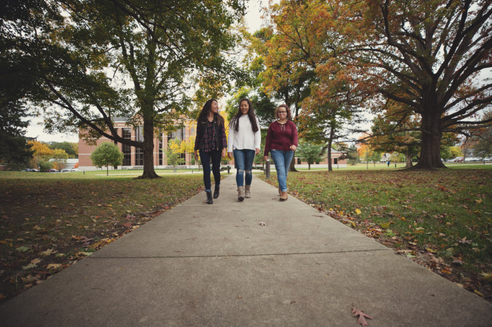 HU students walking around campus. 