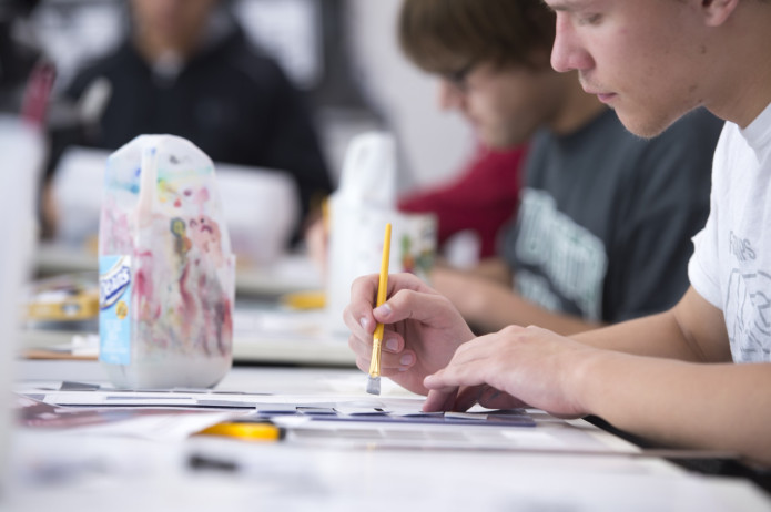 HU students painting. 