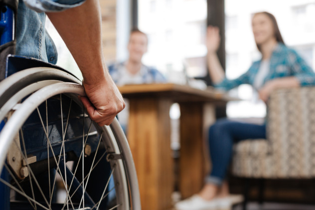 A close up a student in a wheelchair.