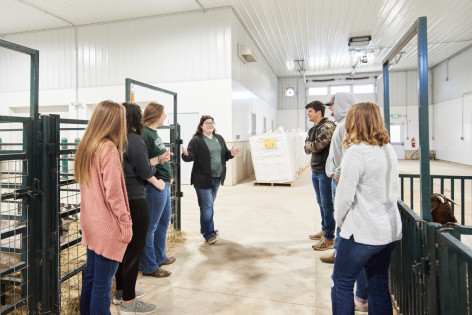 A professor speaks to HU Agriculture and Pre-Vet students at the Haupert Institute for Agriculture