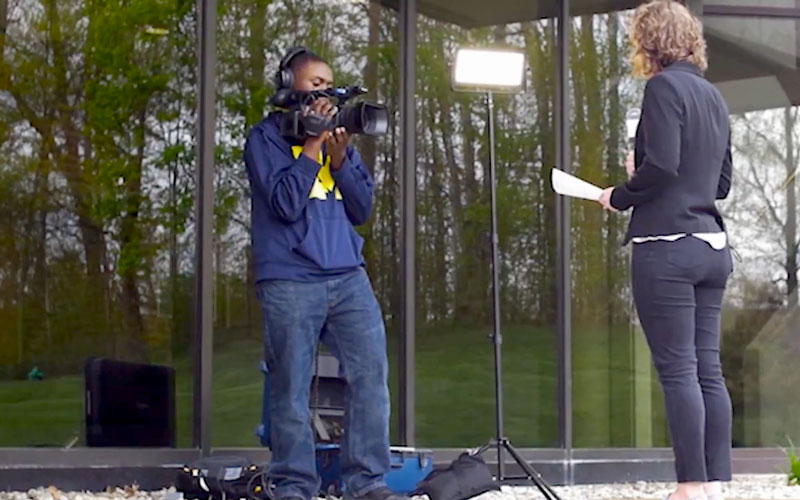 Student recording a video.